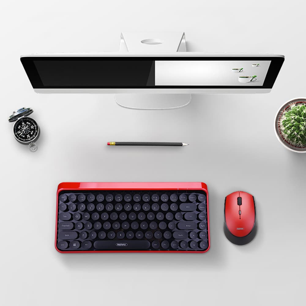 Bộ bàn phím Chuột máy tính không dây Wireless hồng dễ thương Remax đối thủ của Logitech - 9