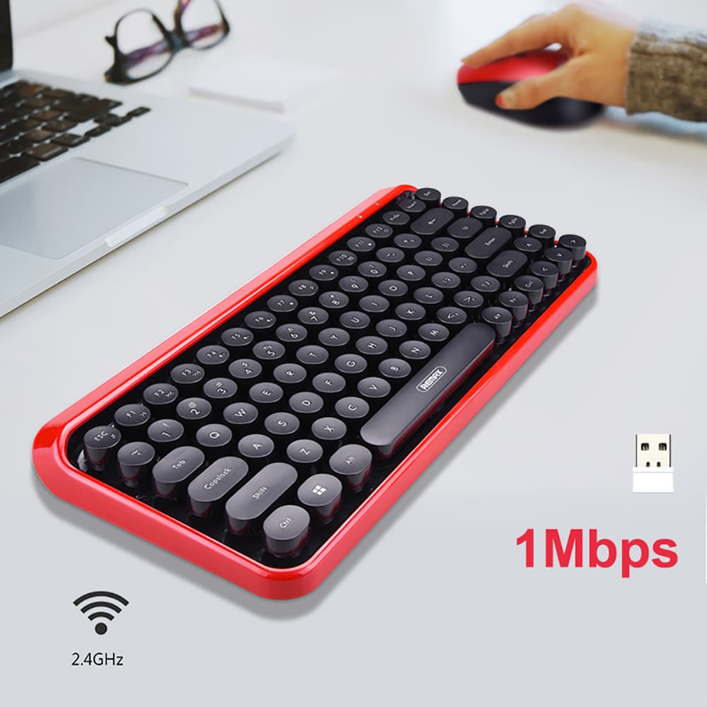 Bộ bàn phím Chuột máy tính không dây Wireless hồng dễ thương Remax đối thủ của Logitech - 7