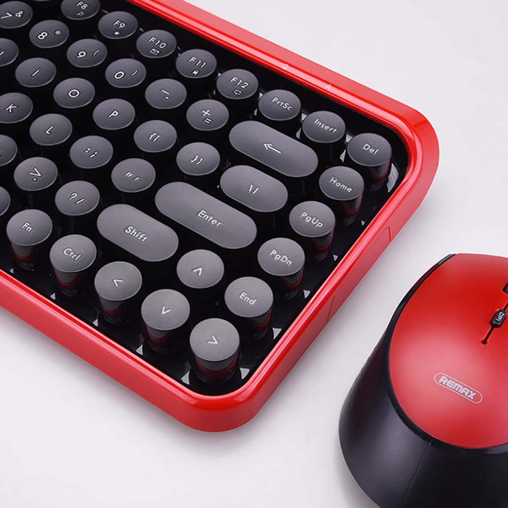 Bộ bàn phím Chuột máy tính không dây Wireless hồng dễ thương Remax đối thủ của Logitech - 5