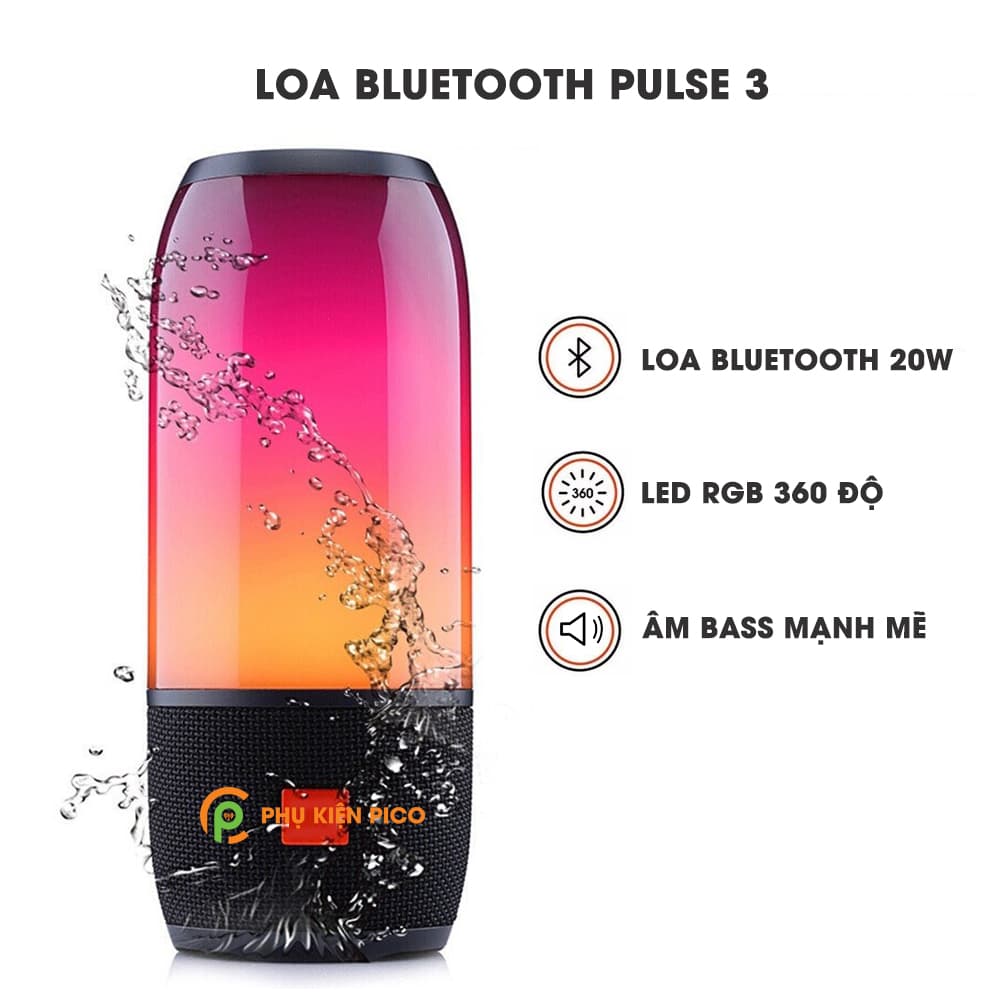 Loa di động bluetooth JBL Pulse 3 20W đèn led 360 độ