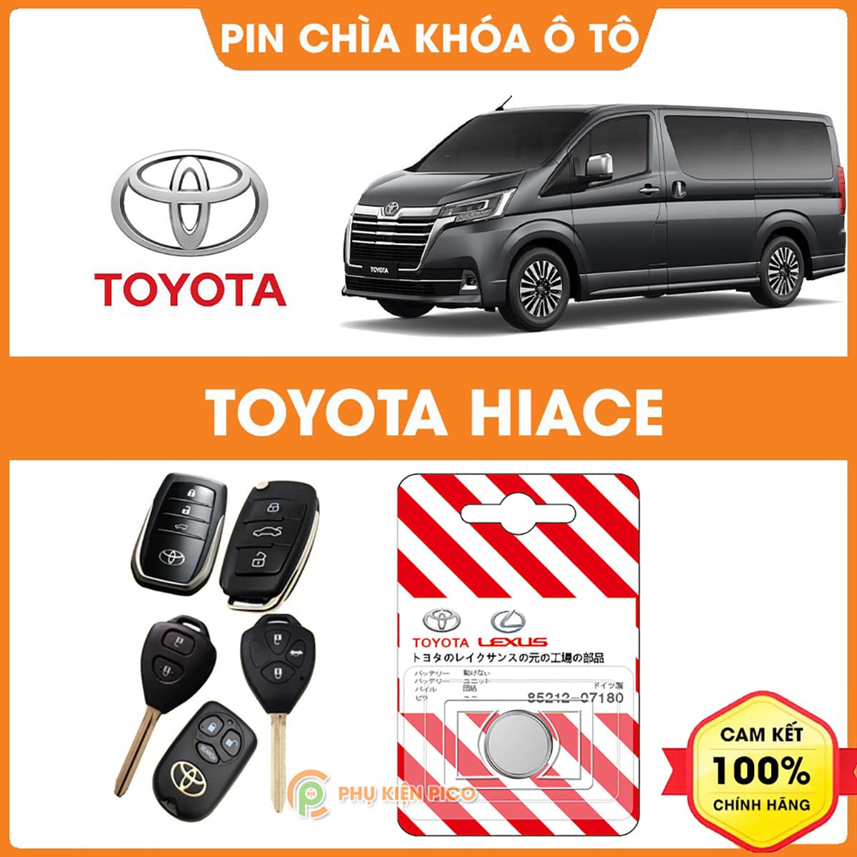 Pin chìa khóa ô tô Toyota Hiace chính hãng sản xuất theo công nghệ Nhật Bản – Pin chìa khóa Toyota Hiace