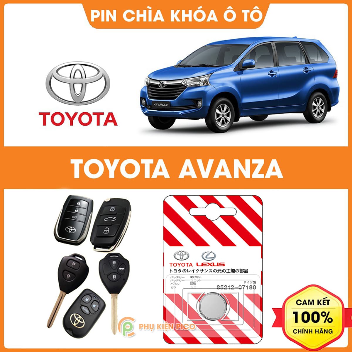 Pin chìa khóa ô tô Toyota Avanza chính hãng sản xuất theo công nghệ Nhật Bản – Pin chìa khóa Toyota Avanza