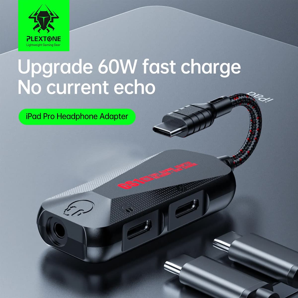 Cáp chia tai nghe và sạc Plextone GS1 type C 3 in 1 Cáp vừa sạc vừa nghe nhạc iPad Pro, Macbook Pro và điện thoại - 3