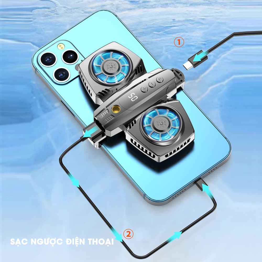 Quạt tản nhiệt điện thoại sò lạnh K4 Pro 2 sò lạnh - Quạt tản nhiệt điện thoại 2 quạt kép livestream tiktok - 6