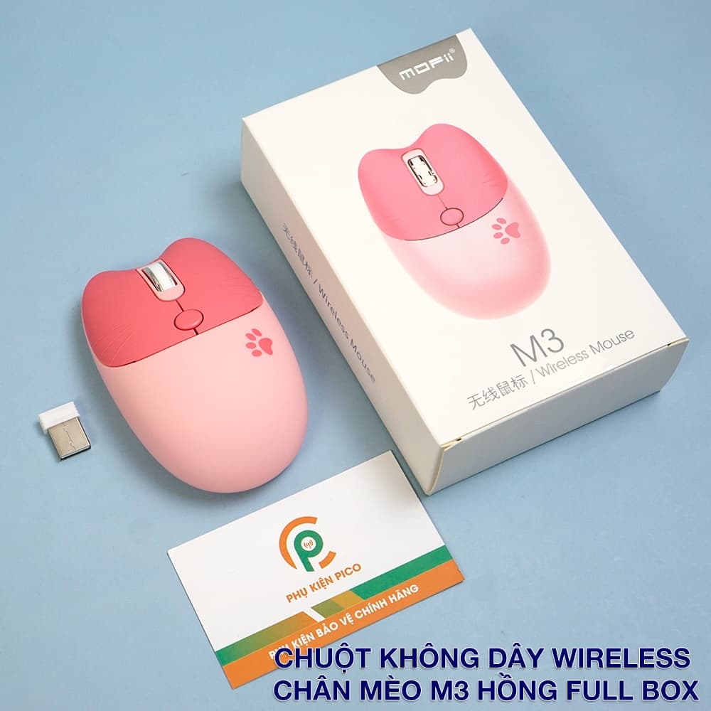 Chuột không dây hồng - Chuột Bluetooth máy tính không dây Wireless dễ thương chân mèo hình thú đối thủ của Logitech - 5
