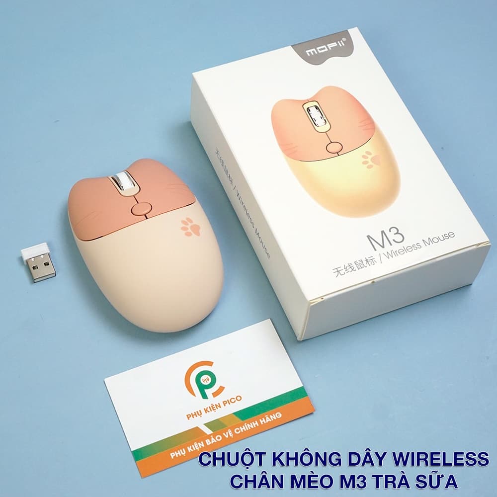 Chuột không dây hồng - Chuột Bluetooth máy tính không dây Wireless dễ thương chân mèo hình thú đối thủ của Logitech - 2