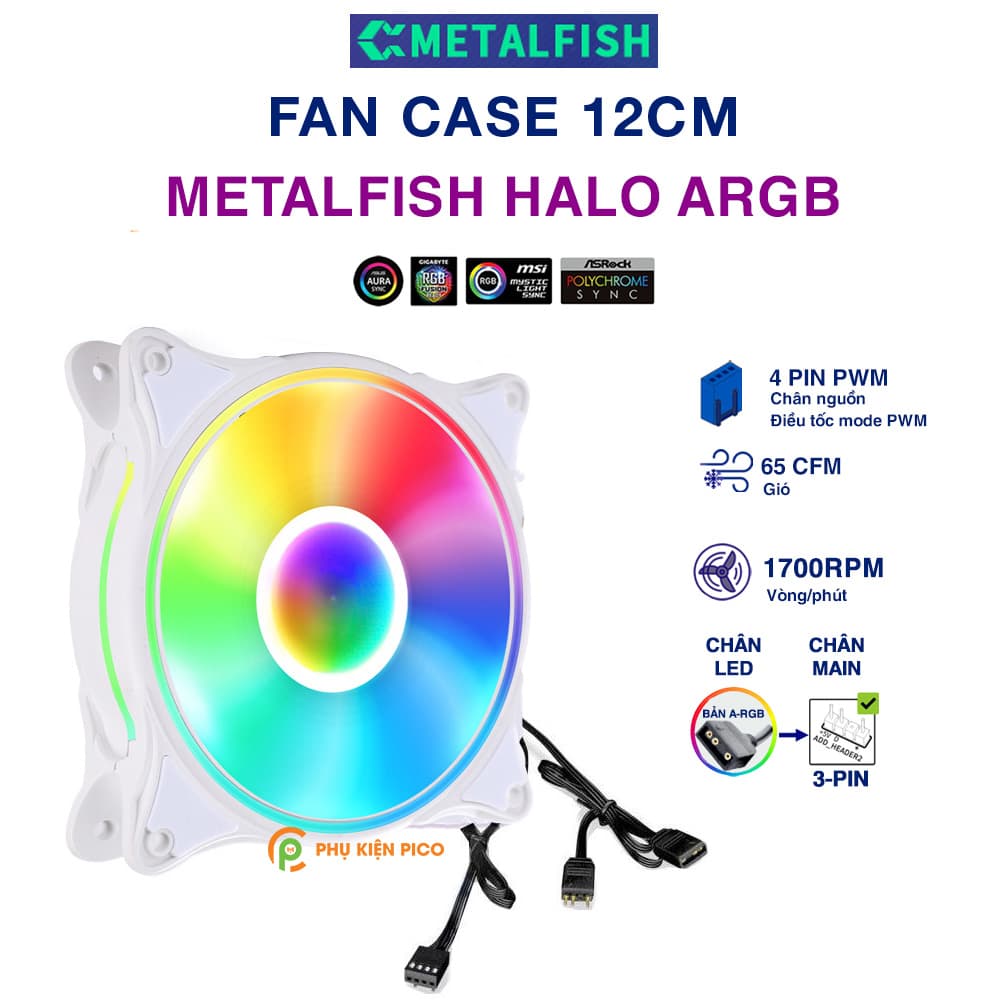 Quạt fan case Halo ARGB Metalfish quạt tản nhiệt PC 12cm sync main Fan Led A RGB máy tính - 2