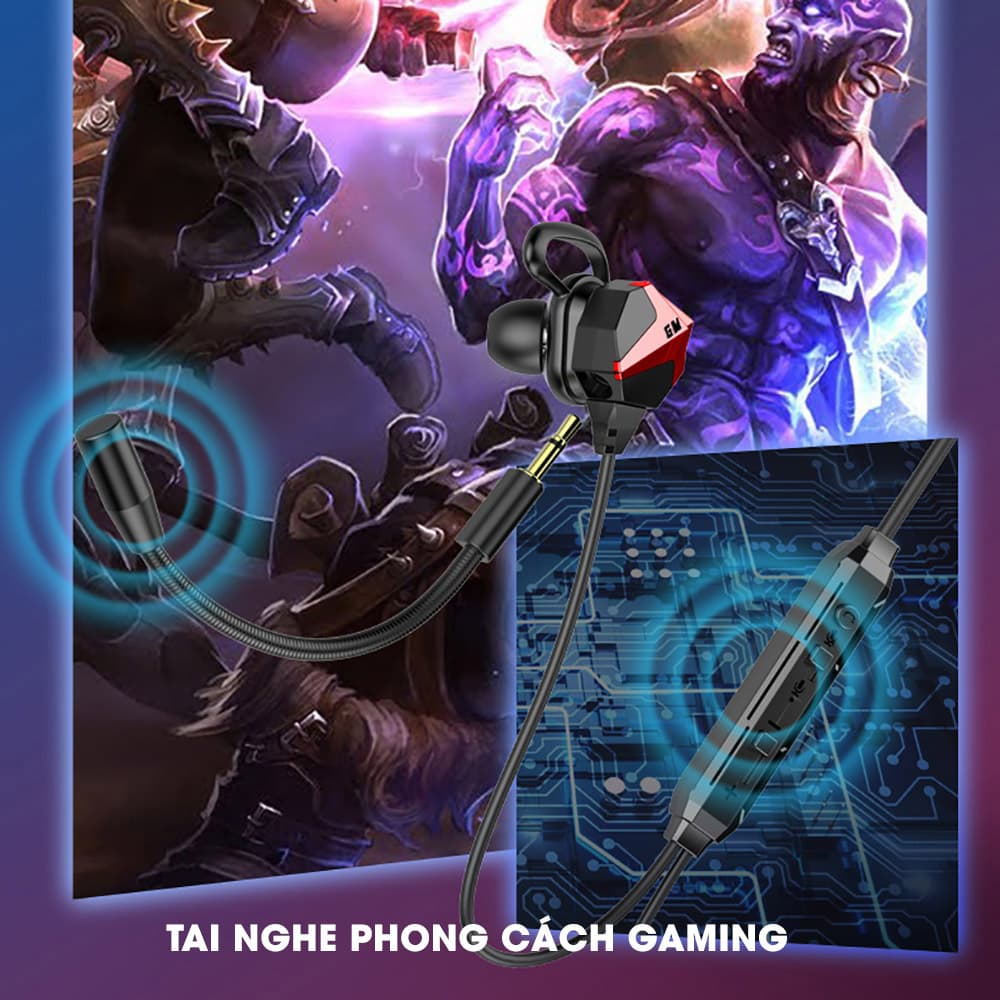 Tai nghe gaming có mic rời G56 3.5mm - Tai nghe gaming có dây G56 Dual driver - 5