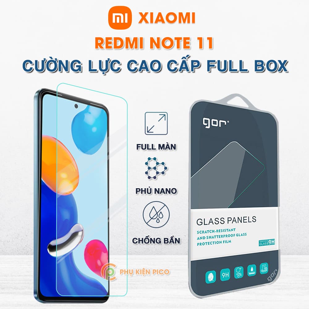 Kính cường lực Xiaomi Redmi Note 11 full màn hình chính hãng Gor