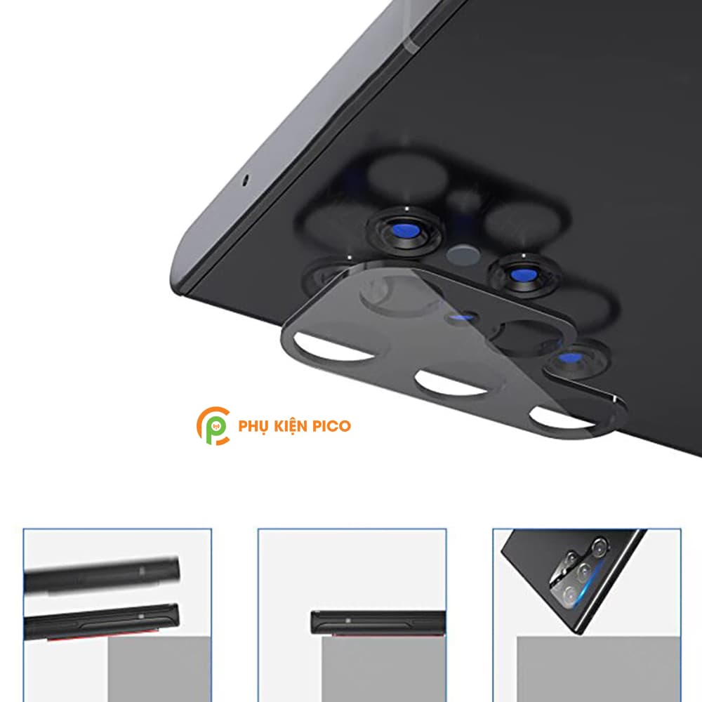 Dán camera Samsung Galaxy S22 Ultra thấu kính nổi 3D độ cứng 9H trong suốt - 7
