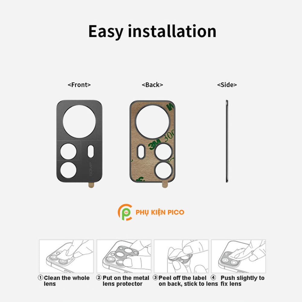 Dán camera Xiaomi 12 Pro khung kim loại bảo vệ an toàn camera sau - 8