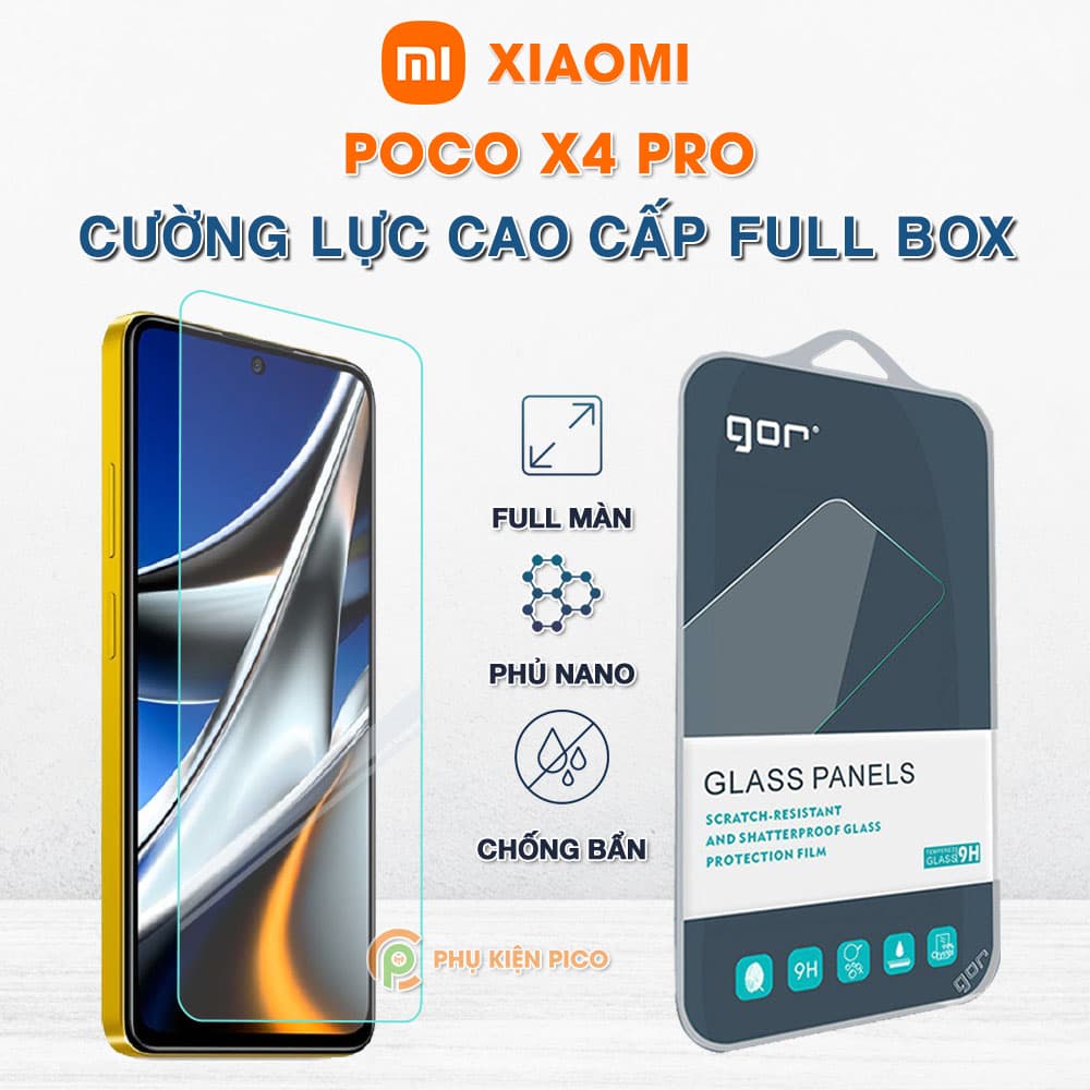 Kính cường lực Xiaomi Poco X4 Pro full màn hình chính hãng Gor
