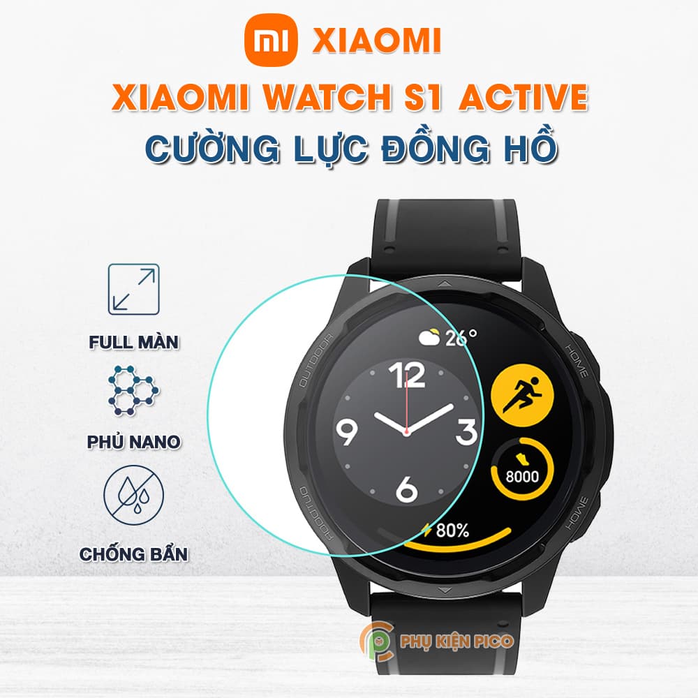 Kính cường lực đồng hồ Xiaomi Watch S1 Active full màn hình