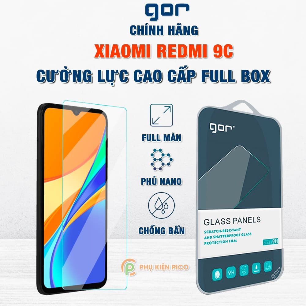 Kính cường lực Xiaomi Redmi 9C full màn hình chính hãng Gor