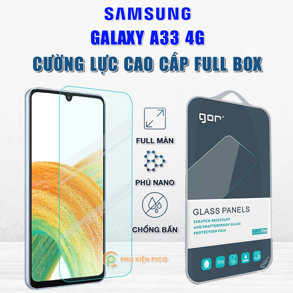 Kính cường lực Samsung Galaxy A33 4G full màn hình chính hãng Gor