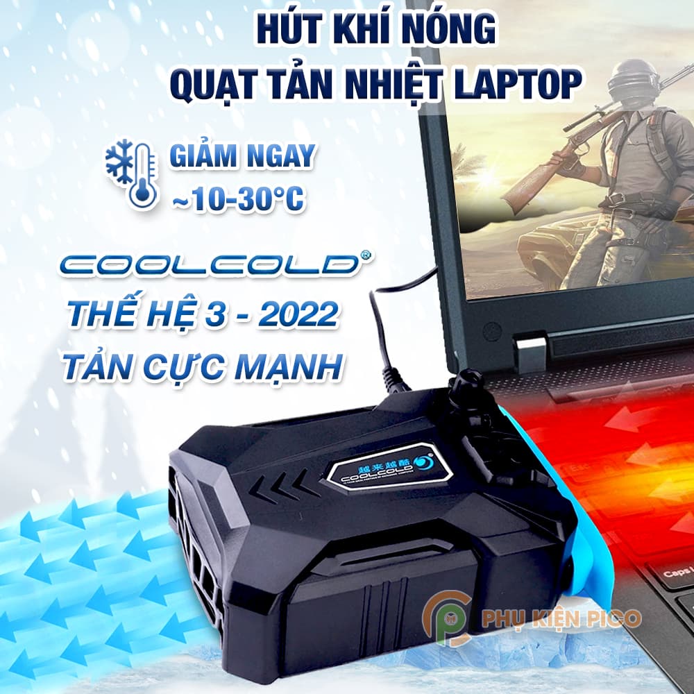 Quạt tản nhiệt laptop Coolcold ICE TROLL magic V3 - Quạt hút gió tản nhiệt máy tính xách tay gaming làm mát cực mạnh