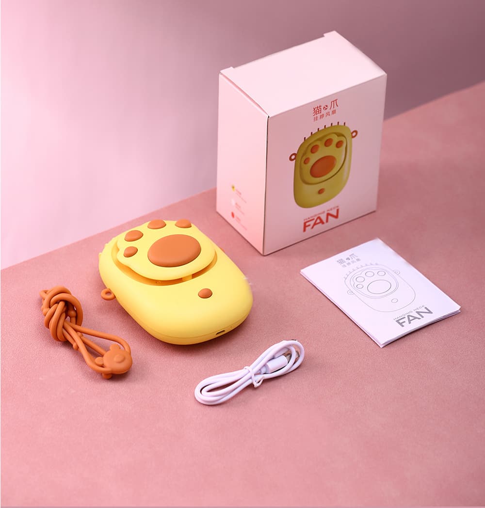 Quạt mini cầm tay - Quạt đeo cổ chân mèo sạc điện không cánh giá rẻ cute - 8