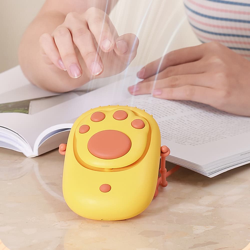 Quạt mini cầm tay - Quạt đeo cổ chân mèo sạc điện không cánh giá rẻ cute - 6