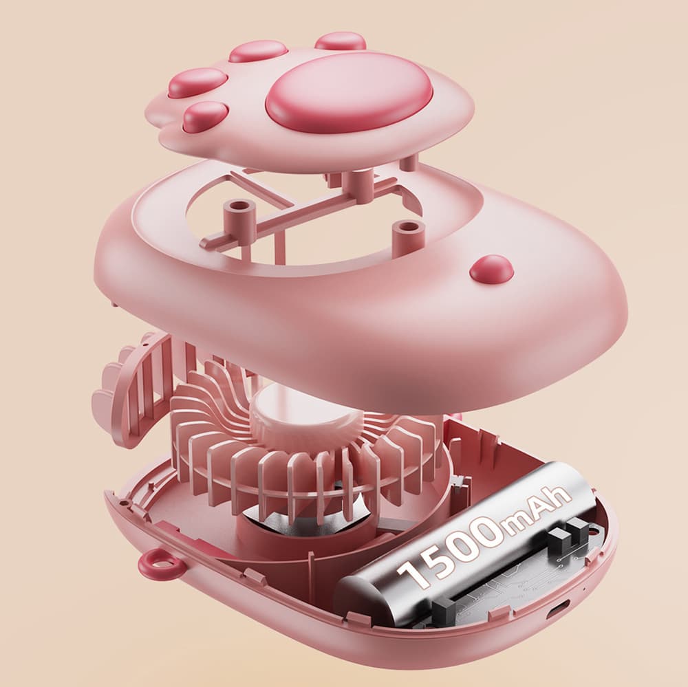 Quạt mini cầm tay - Quạt đeo cổ chân mèo sạc điện không cánh giá rẻ cute - 4