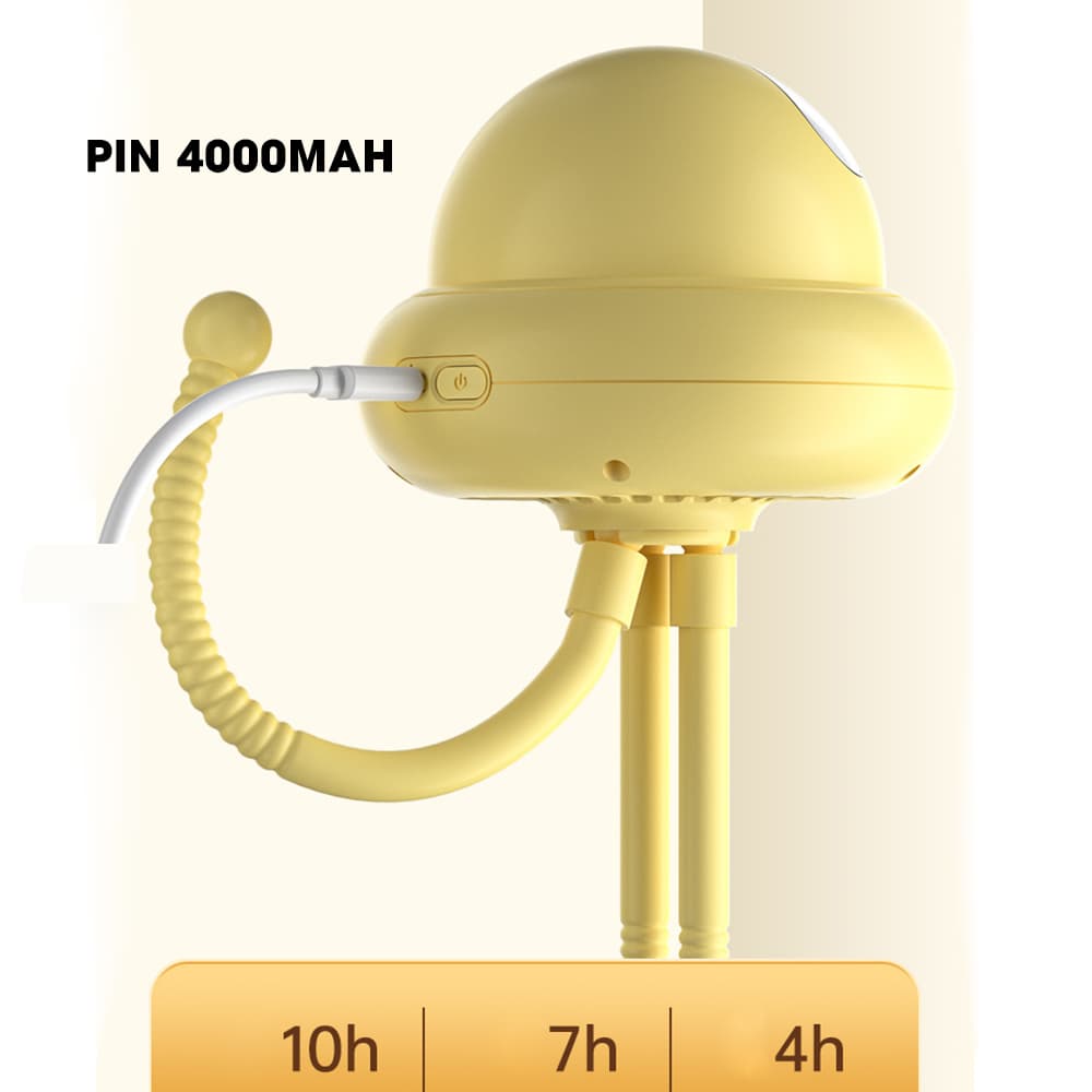 Quạt xe đẩy cho bé - Quạt mini cầm tay bạch tuộc sạc điện không cánh giá rẻ cute - 4