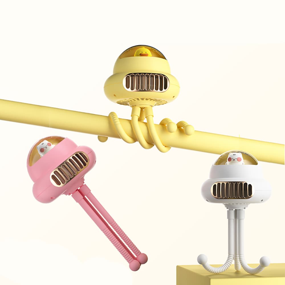 Quạt xe đẩy cho bé - Quạt mini cầm tay bạch tuộc sạc điện không cánh giá rẻ cute - 2