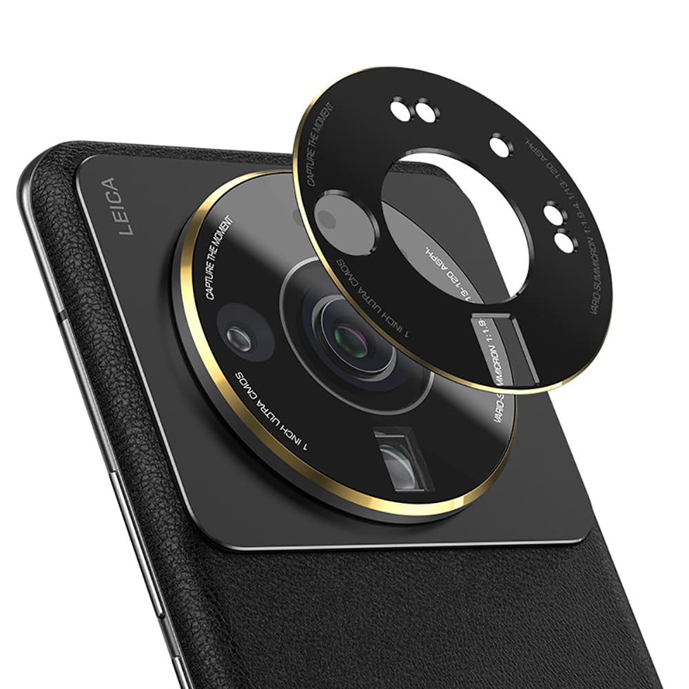 Dán camera Xiaomi Mi 12S Ultra Khung kim loại không kính viền vàng chống trầy xước va đập - 2