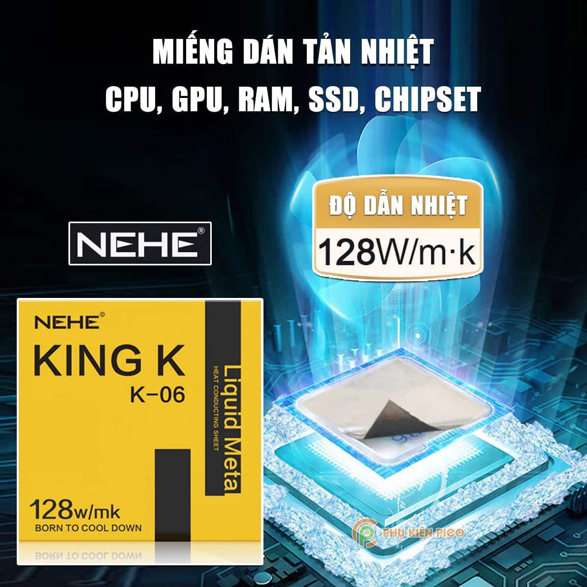 Tấm dán tản nhiệt CPU siêu dẫn nhiệt 128W/mk liquid meta King K thể rắn - Dán tản nhiệt máy tính kim loại lỏng NEHE
