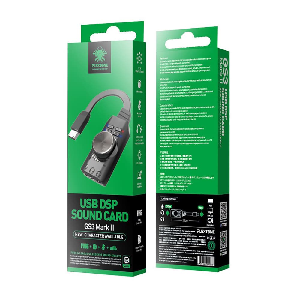 Sound Card 7.1 Plextone GS3 card âm thanh gaming usb sang 3.5mm cổng mic rời chơi PUBG FREE FIRE Liên Quân - 2