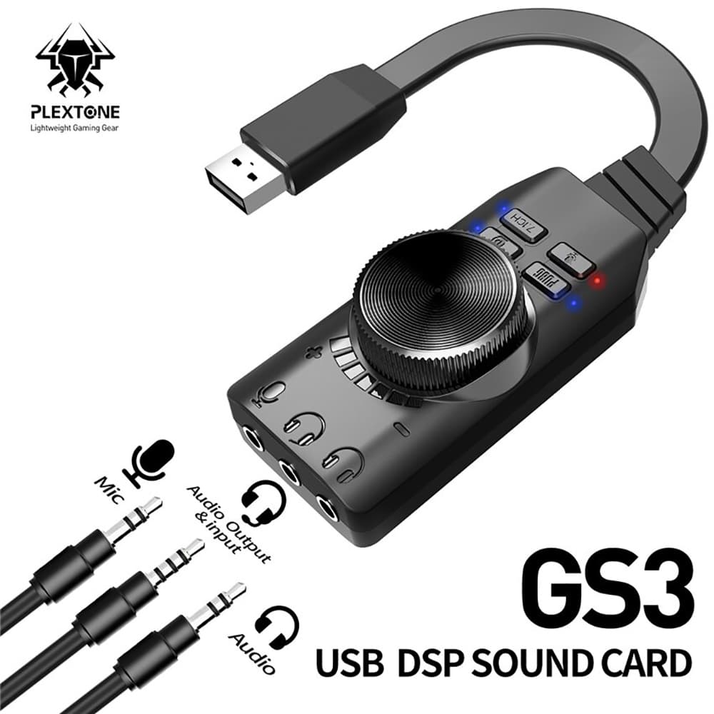 Sound Card 7.1 Plextone GS3 card âm thanh gaming usb sang 3.5mm cổng mic rời chơi PUBG FREE FIRE Liên Quân - 5