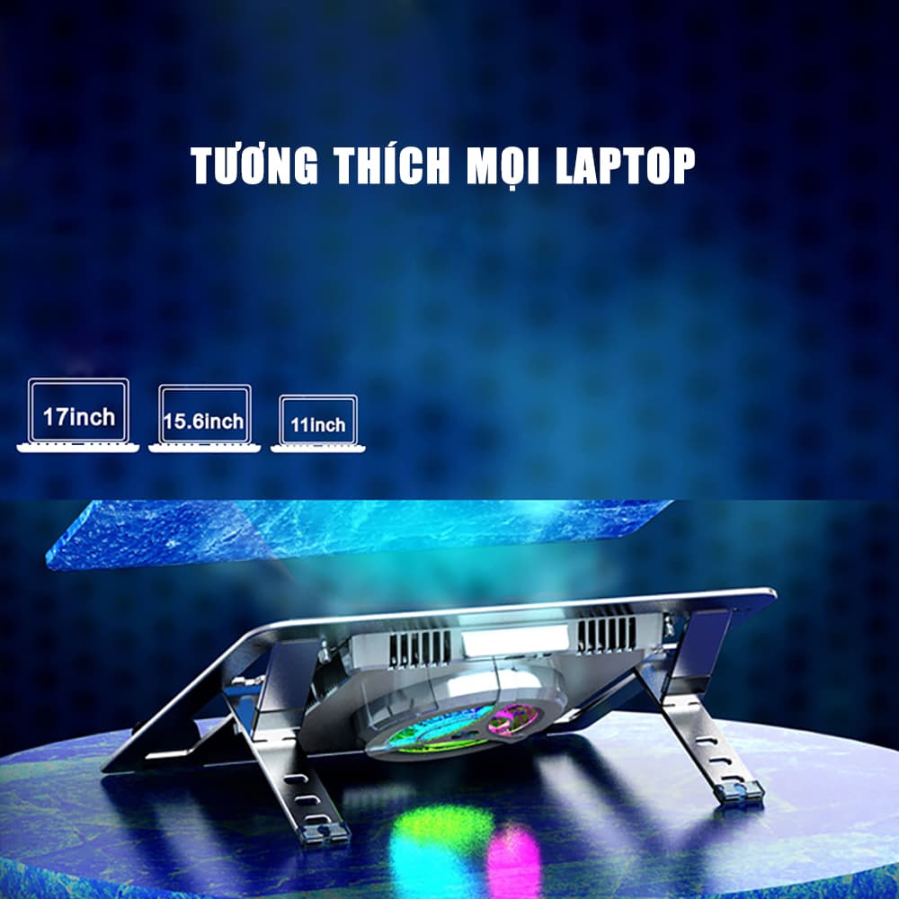 Quạt tản nhiệt laptop sò lạnh Z23 Pro - Đế tản nhiệt máy tính bảng tablet - Giá đỡ surface book pro - 4