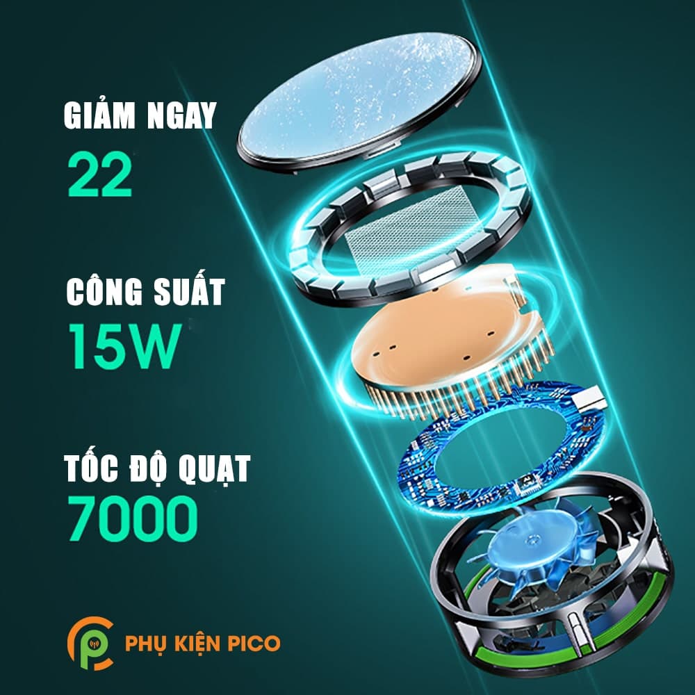 Quạt tản nhiệt điện thoại N6 sò lạnh từ tính 15W tốc độ quạt 7000 vòng/phút Led Halo RGB- Tản nhiệt máy tính bảng N6 - 10