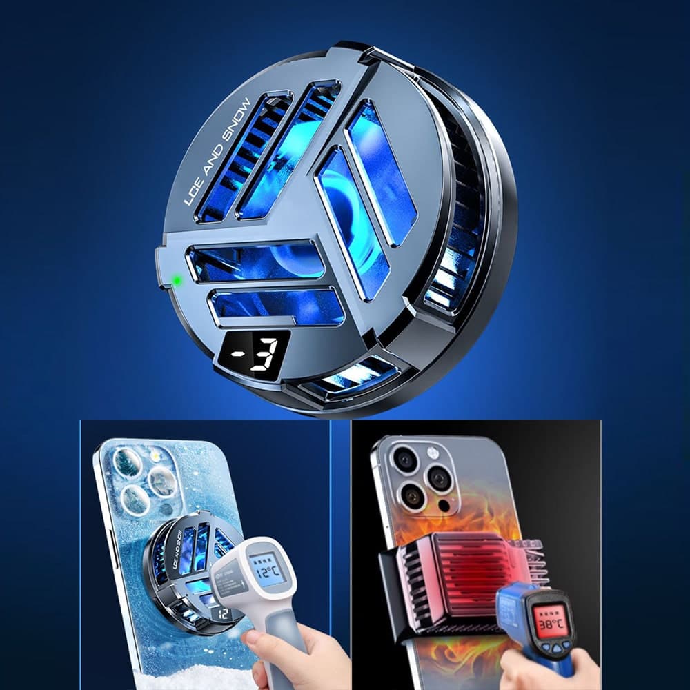 Quạt tản nhiệt điện thoại Ipad X25 sò lạnh từ tính màn hình hiển thị nhiệt độ Led RGB - 10