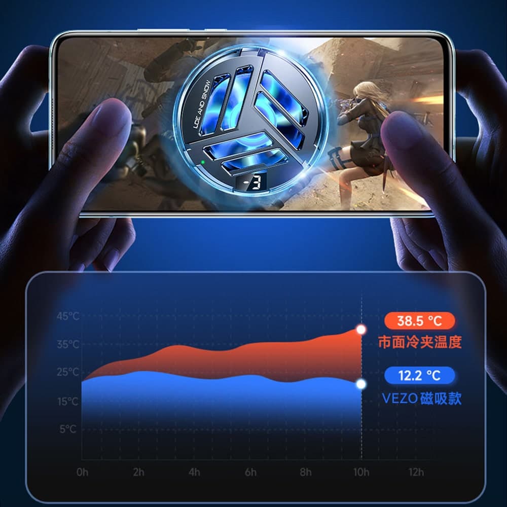 Quạt tản nhiệt điện thoại Ipad X25 sò lạnh từ tính màn hình hiển thị nhiệt độ Led RGB - 3