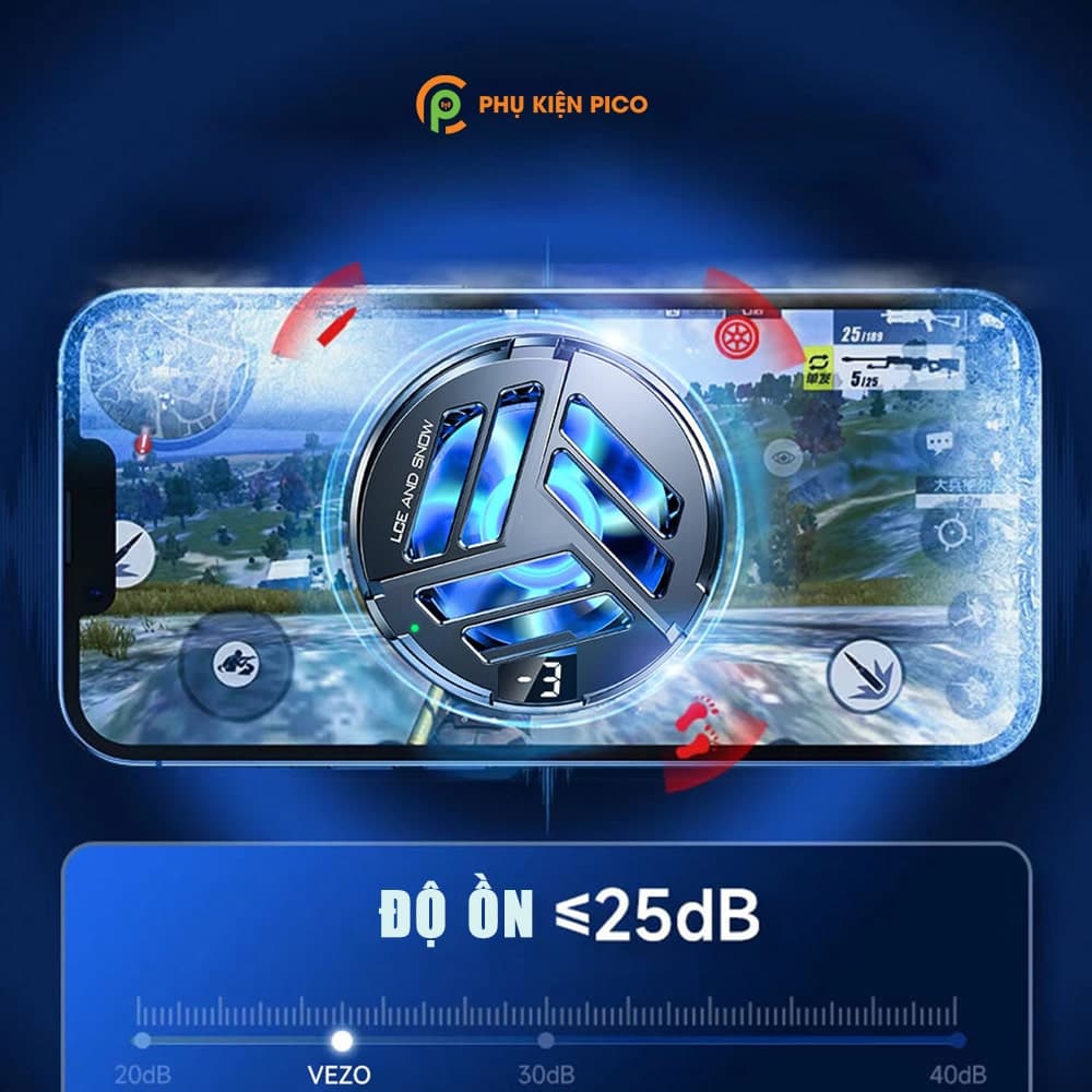 Quạt tản nhiệt điện thoại Ipad X25 sò lạnh từ tính màn hình hiển thị nhiệt độ Led RGB - 9