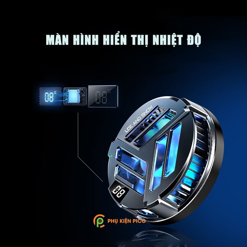 Quạt tản nhiệt điện thoại Ipad X25 sò lạnh từ tính màn hình hiển thị nhiệt độ Led RGB - 5