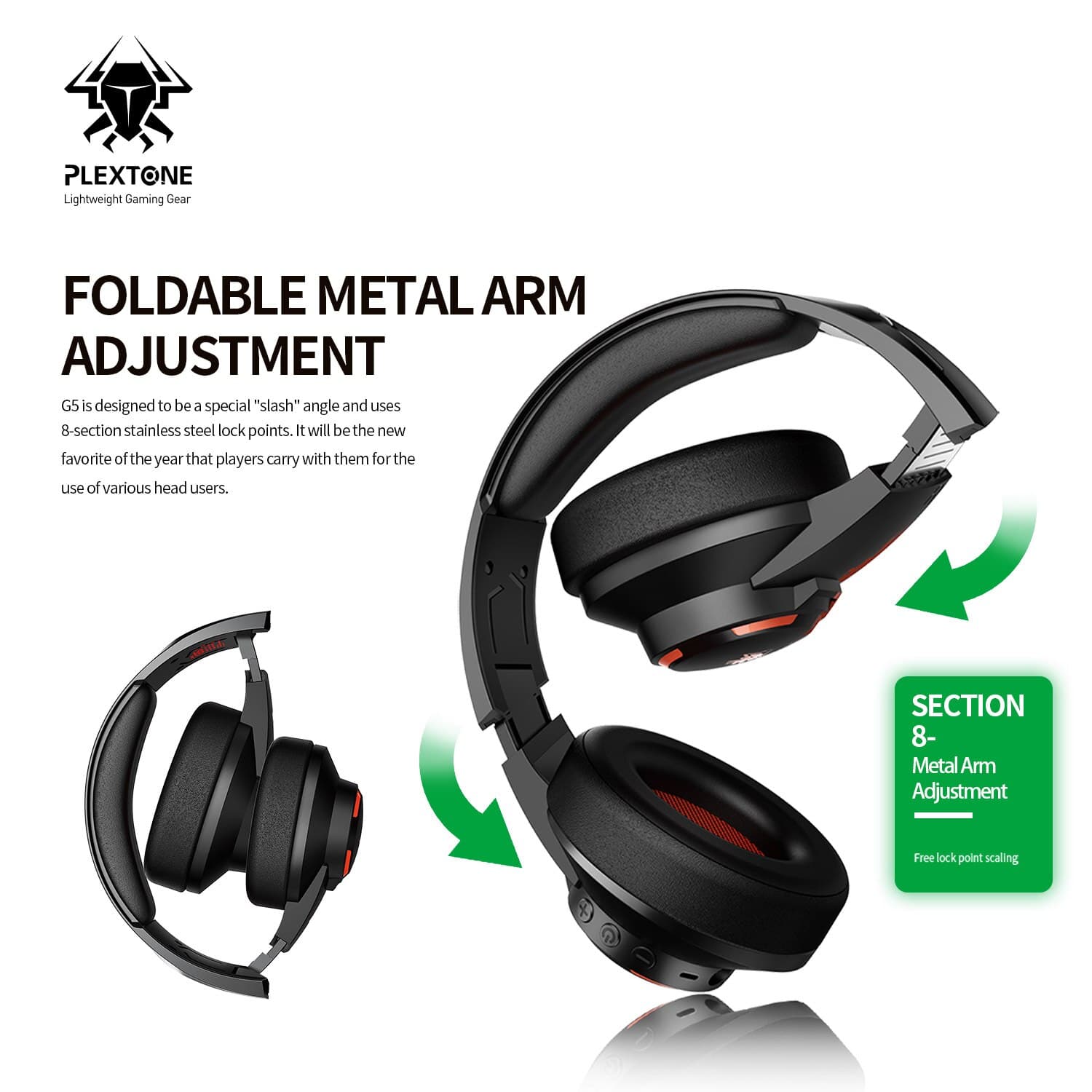 Tai nghe chụp tai bluetooth PLEXTONE G5 chống ồn Headphone có mic gaming độ trễ thấp 45ms - 9