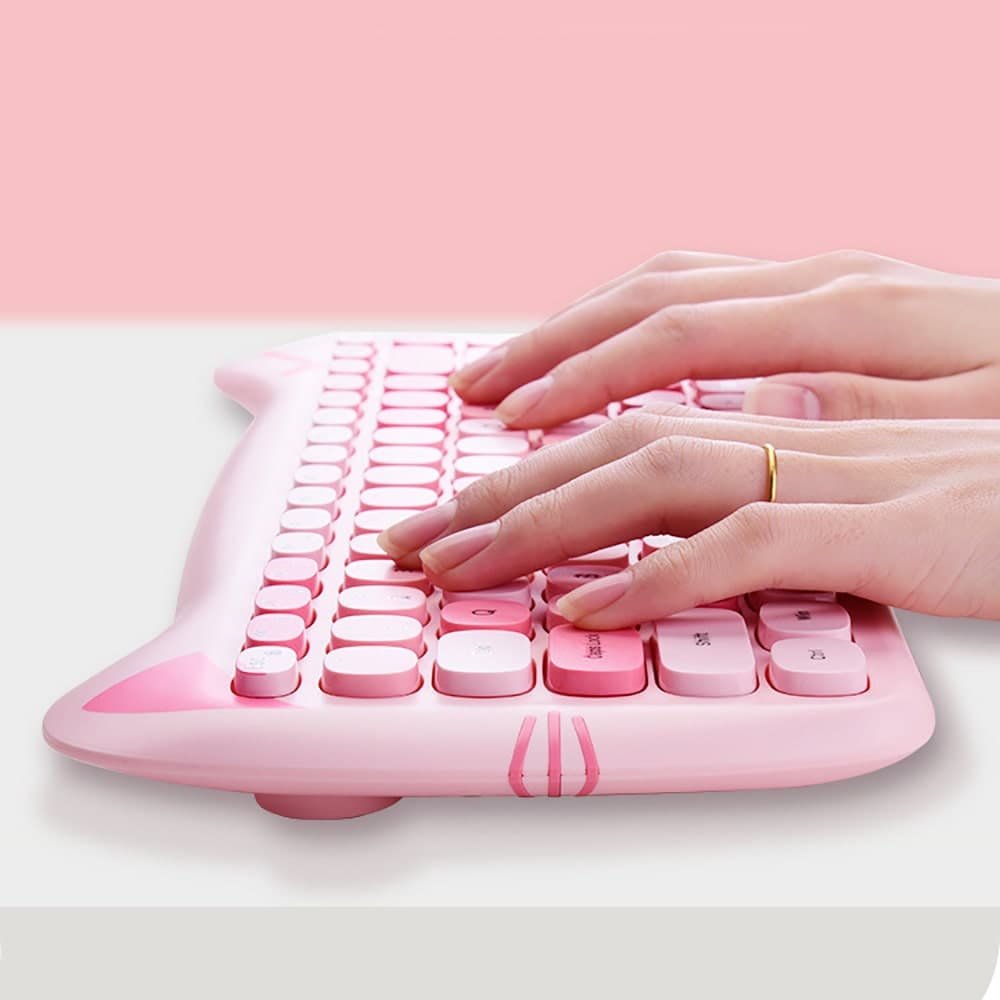 Bộ bàn phím Chuột máy tính không dây Wireless dễ thương hồng cute GEEZER M3 đối thủ của Logitech - 7