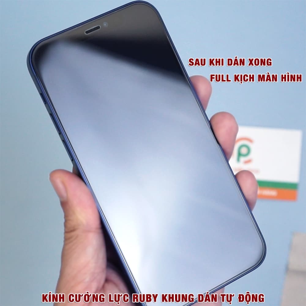 Kính cường lực Iphone 14 Plus chính hãng Ruby khung dán tự động full màn hình - 4