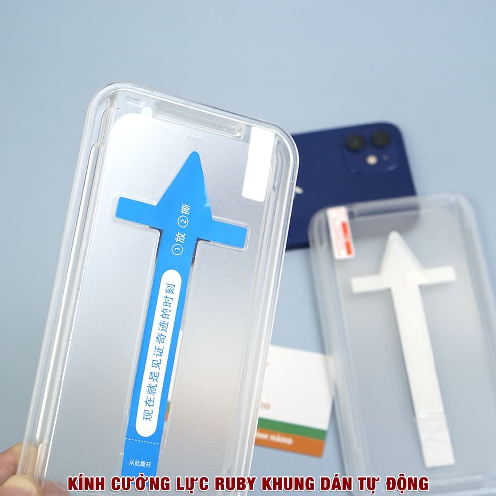 Kính cường lực Iphone 14 chính hãng Ruby khung dán tự động full màn hình - 5