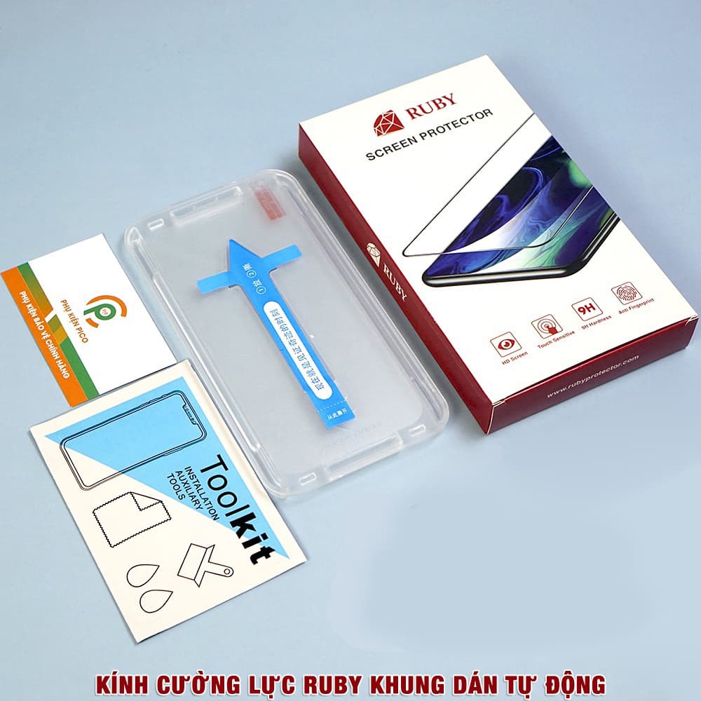 Kính cường lực Iphone 14 chính hãng Ruby khung dán tự động full màn hình - 2