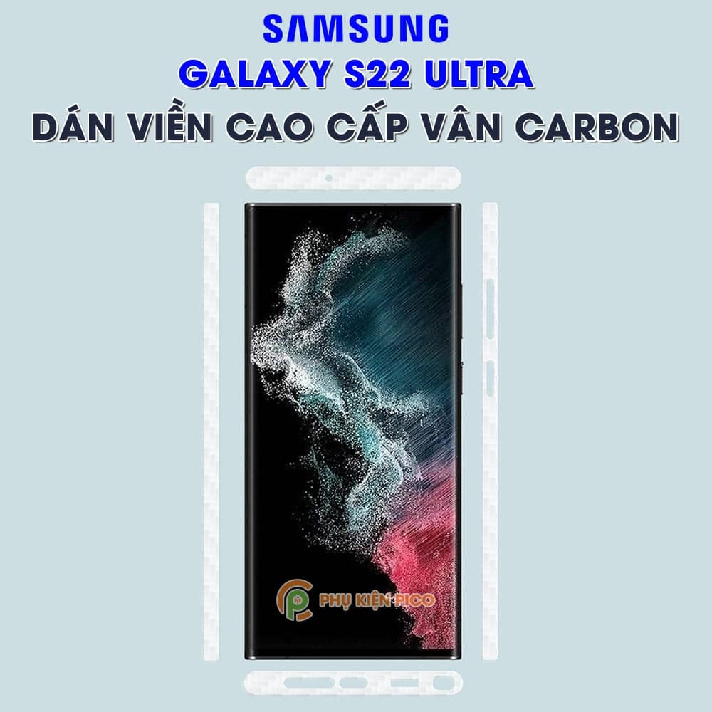Dán cạnh viền Samsung Galaxy S22 Ultra dẻo vân mờ carbon - 2 Bộ