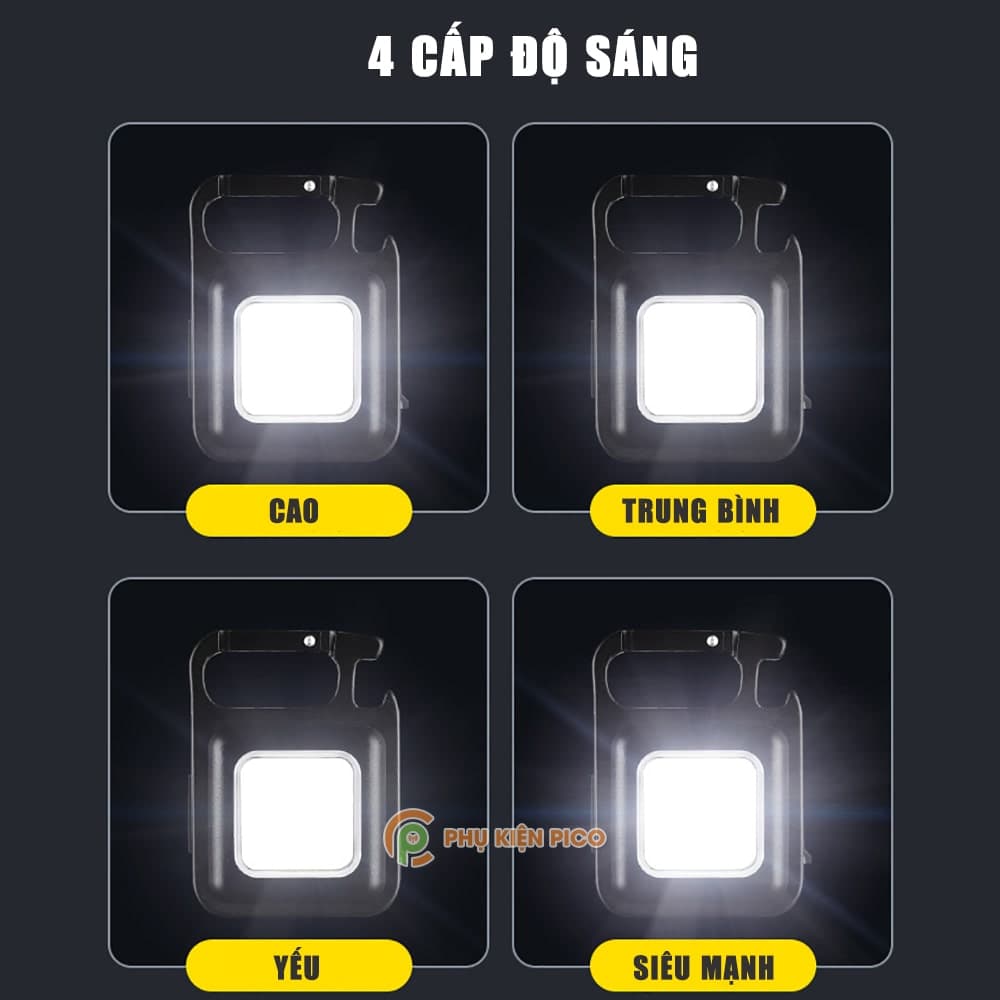 Đèn LED COB Mini siêu sáng 800 Lumens Pin sạc USB - Móc Khóa đèn pin mini led đa năng - Pin 300MAH - 3
