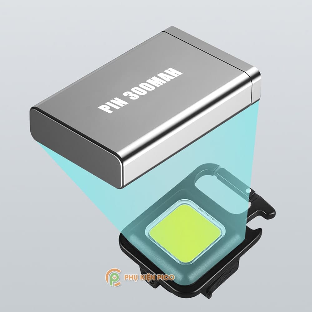 Đèn LED COB Mini siêu sáng 800 Lumens Pin sạc USB - Móc Khóa đèn pin mini led đa năng - Pin 300MAH - 9