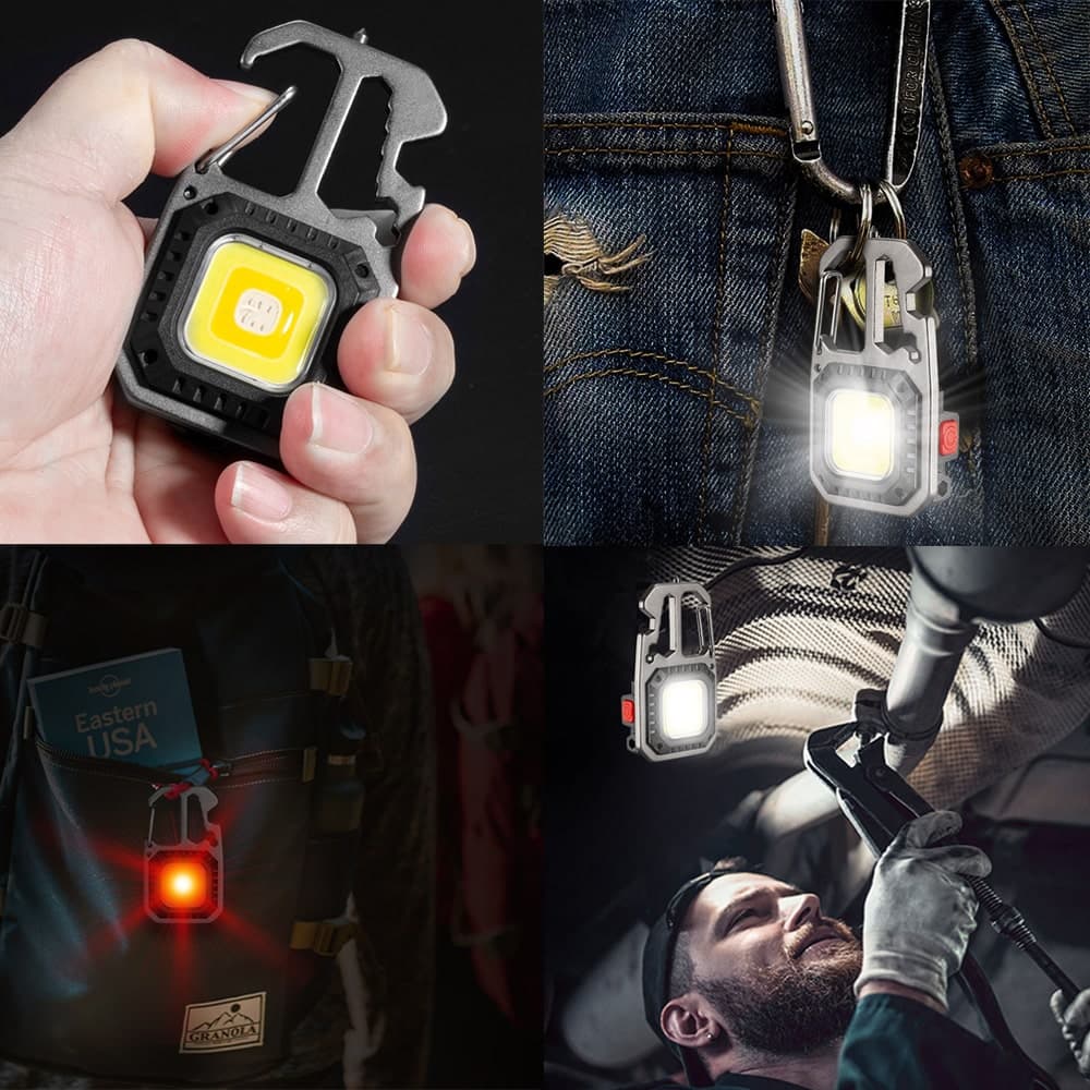 Đèn pin led móc khóa mini siêu sáng có đầu vít - Đèn móc khóa led COB pin sạc usb - 3