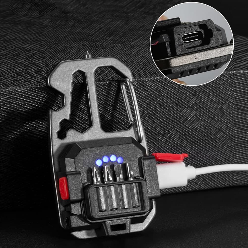 Đèn pin led móc khóa mini siêu sáng có đầu vít - Đèn móc khóa led COB pin sạc usb - 8