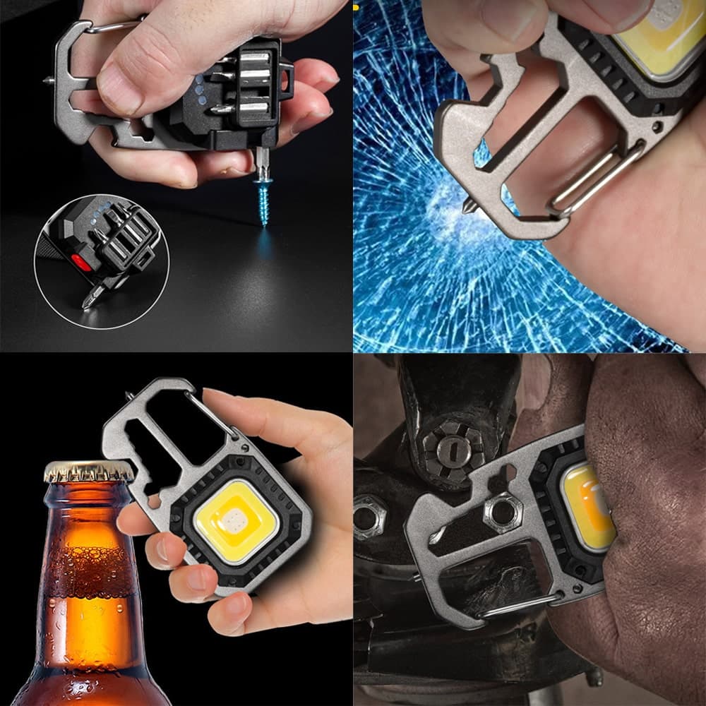 Đèn pin led móc khóa mini siêu sáng có đầu vít - Đèn móc khóa led COB pin sạc usb - 2