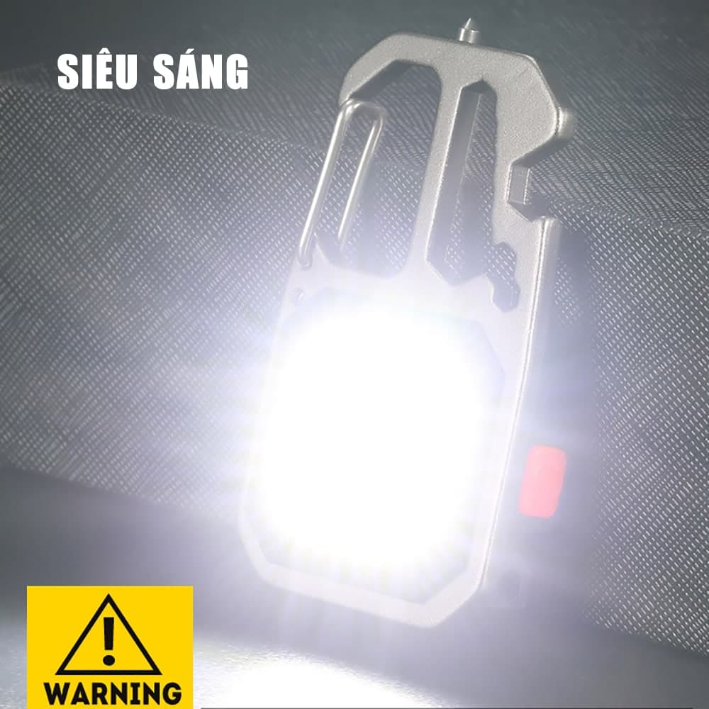Đèn pin led móc khóa mini siêu sáng có đầu vít - Đèn móc khóa led COB pin sạc usb - 4