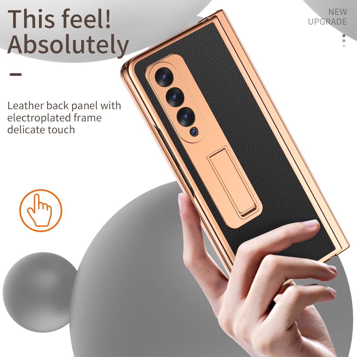 Ốp lưng Samsung Galaxy Z Fold 4 khe đựng SPen vàng gold cao cấp có chân dựng Standing Cove - 9