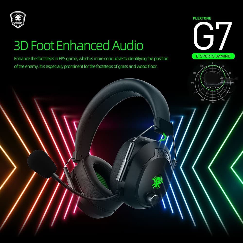 Tai nghe chụp tai bluetooth PLEXTONE G7 chống ồn esport - Headphone có mic gaming độ trễ thấp 45ms - Headphone không dây TWS RGB Âm Thanh 3D - 12