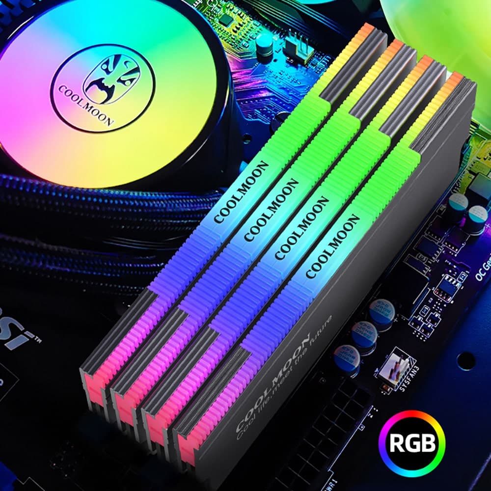 Tản nhiệt Ram Coolmoon ARGB RA-1 - Ốp tản nhiệt Ram A-RGB đồng bộ main sync led RGB - 2